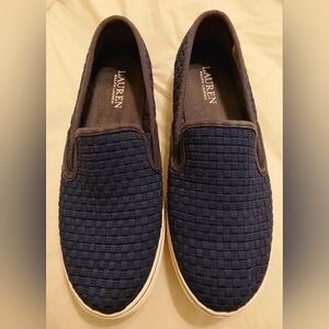 Womens Lauren By Ralph Lauren Navy Slip-On Deck Shoes